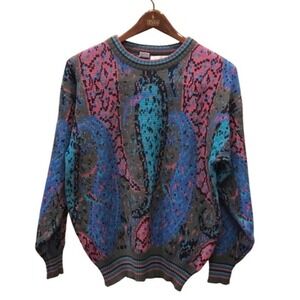 VTG "Work In Progress" Gladys Bagley 80s Sweater Women's M - Abstract Paisley